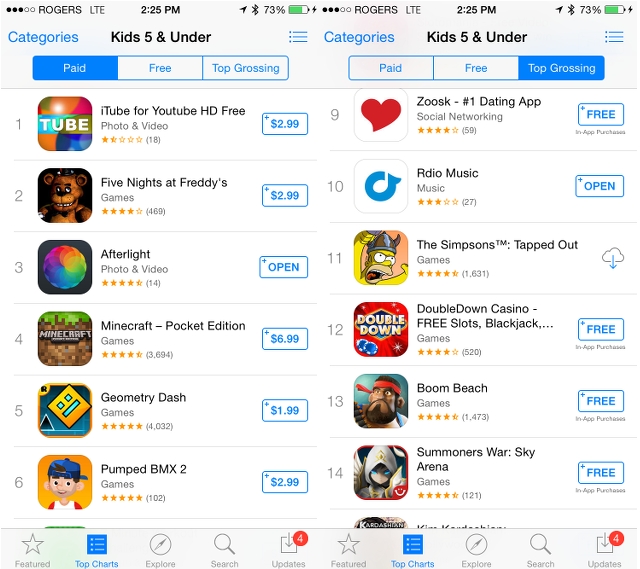 iOS 8 App Store kids category
