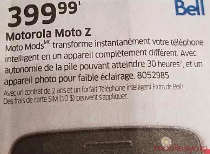 bell moto z contract price