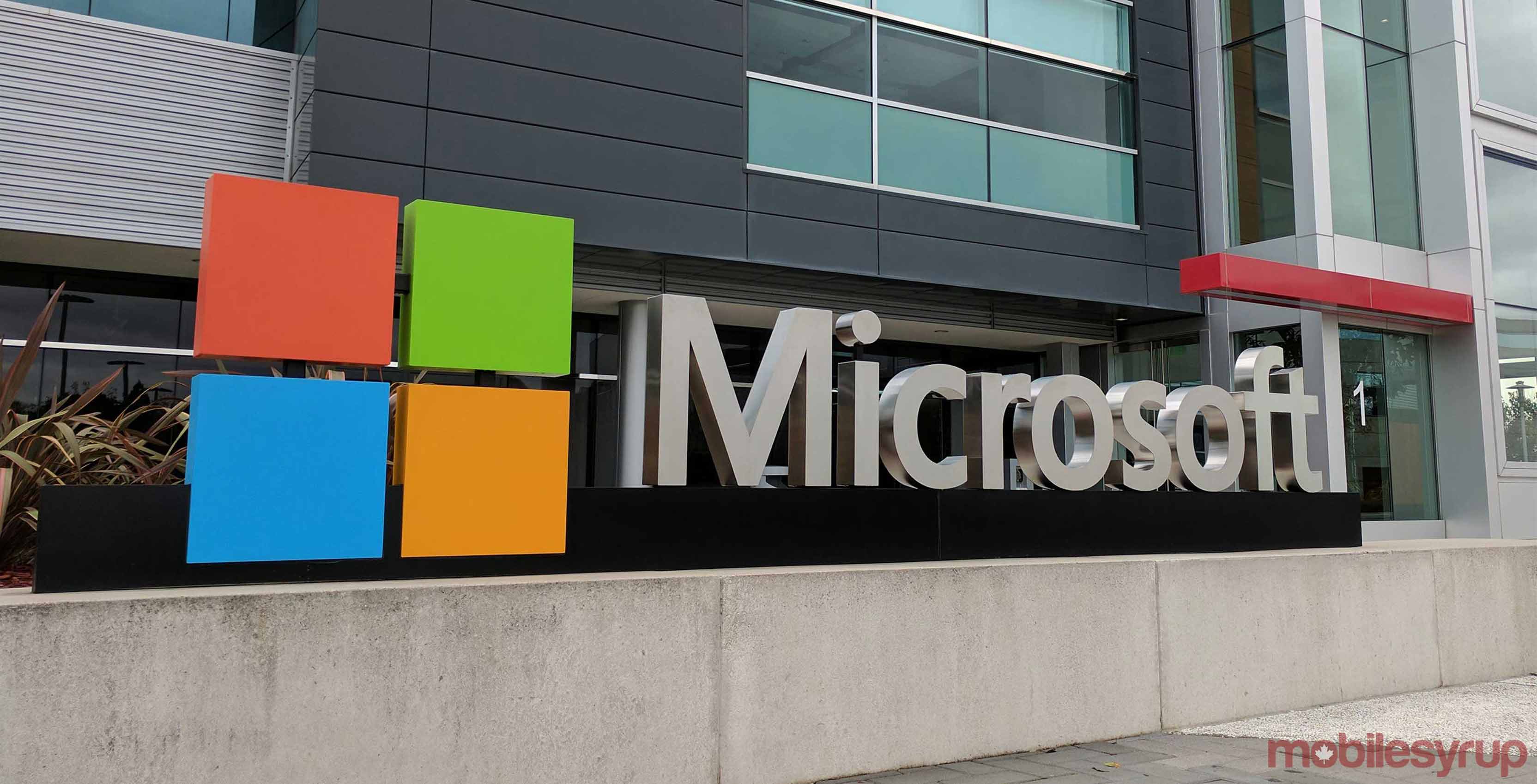 Microsoft logo on building - Microsoft service outage