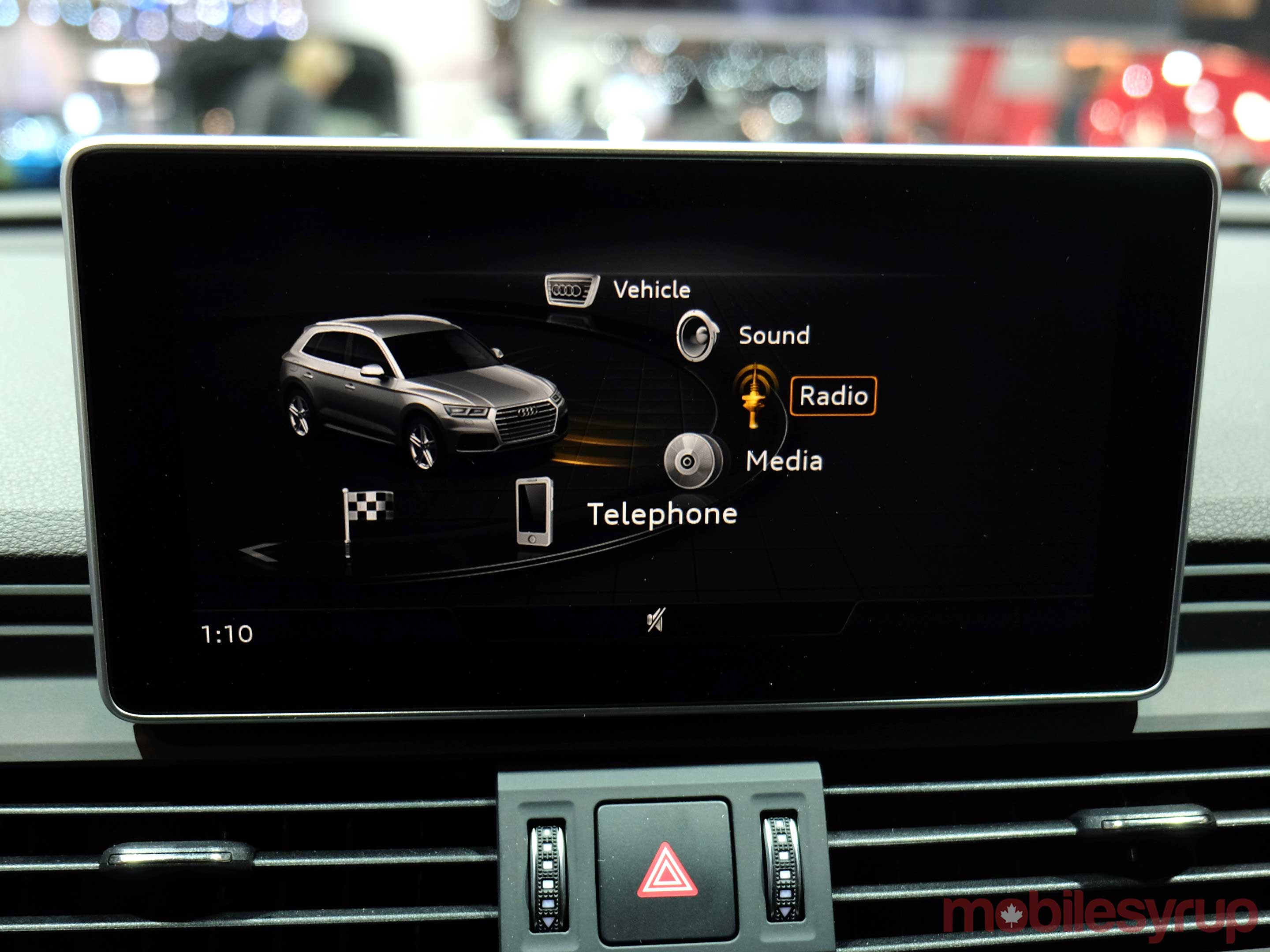 Audi infotainment screen at auto show