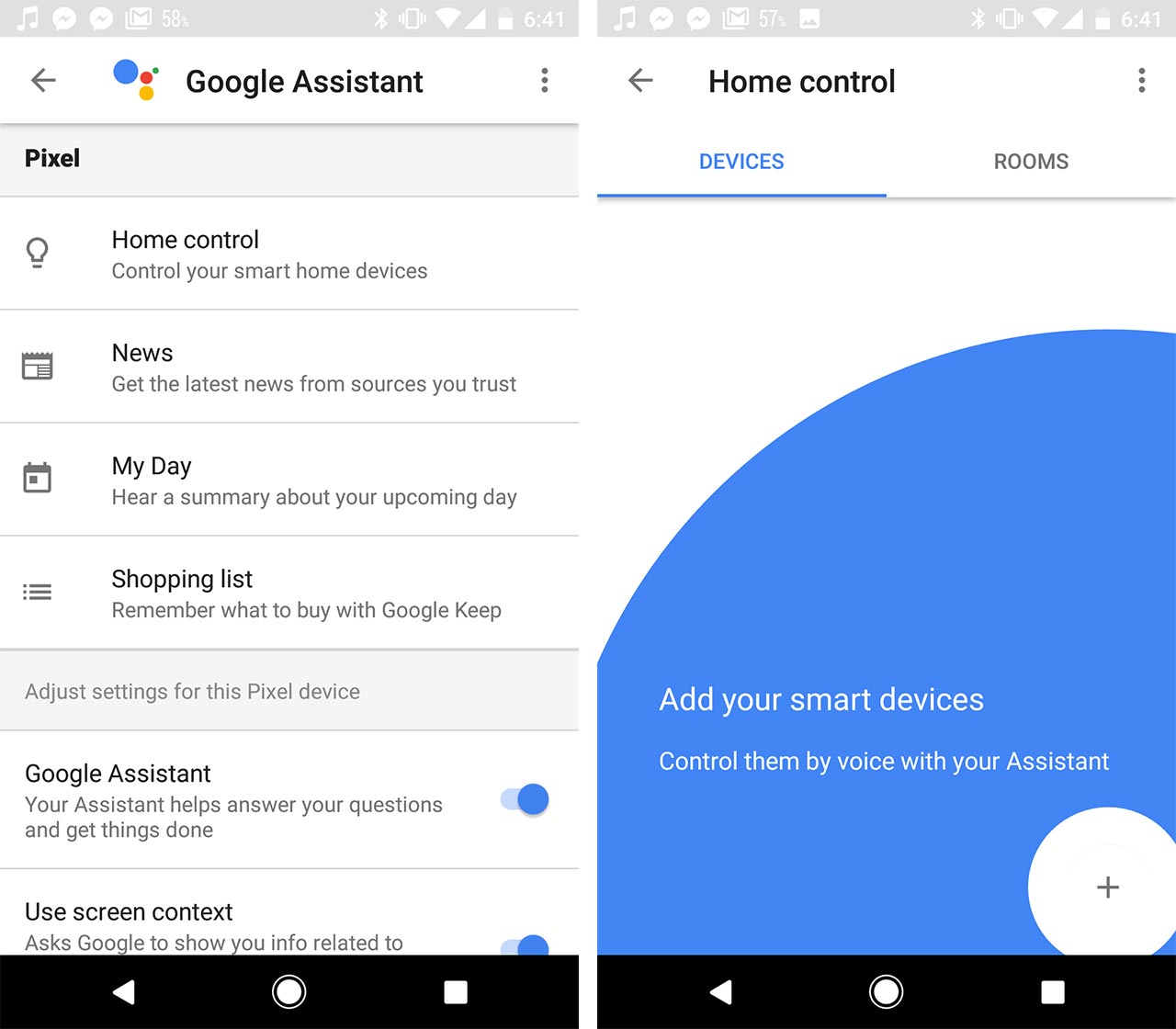google assistant home control screen shots