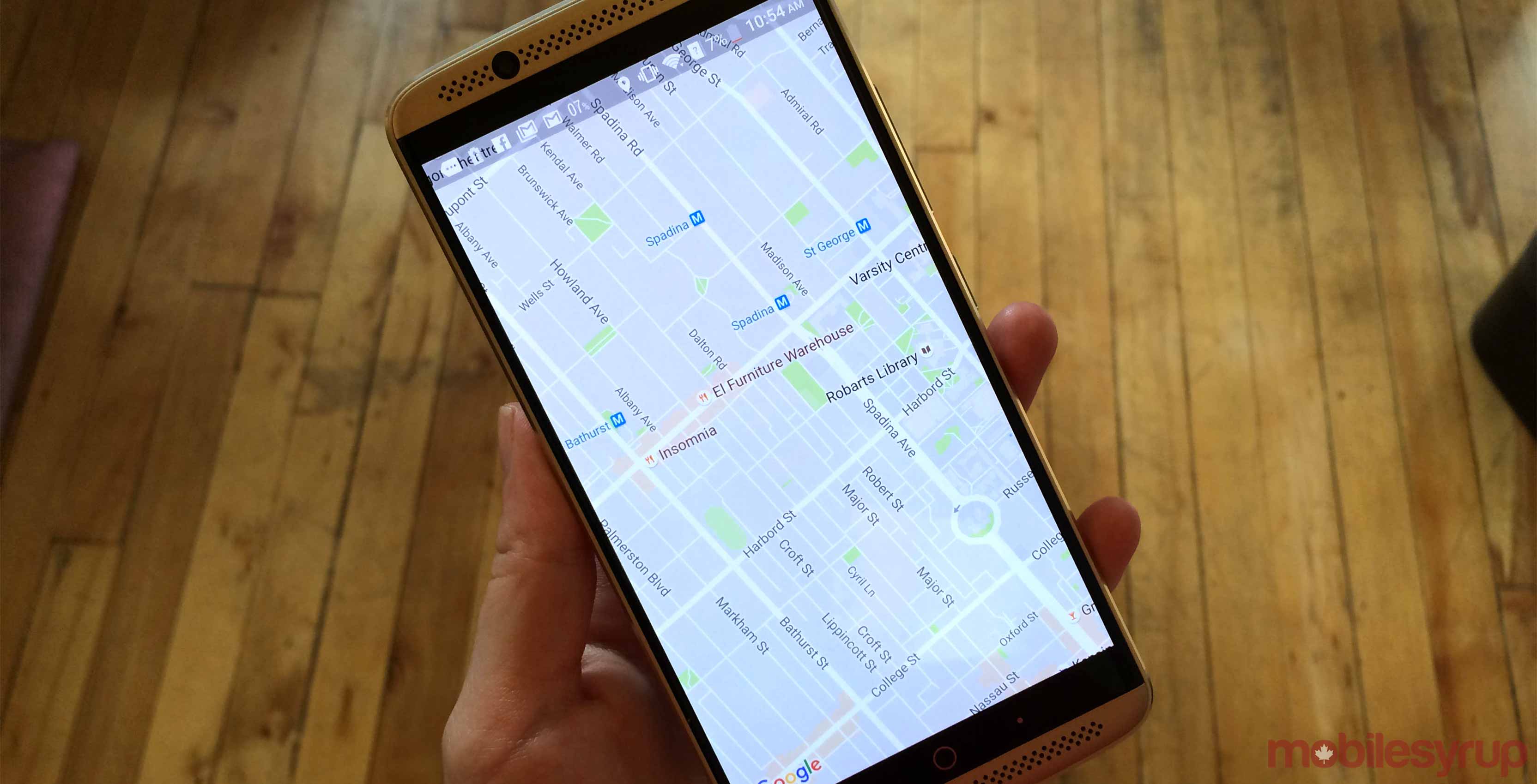 Google maps app display on phone
