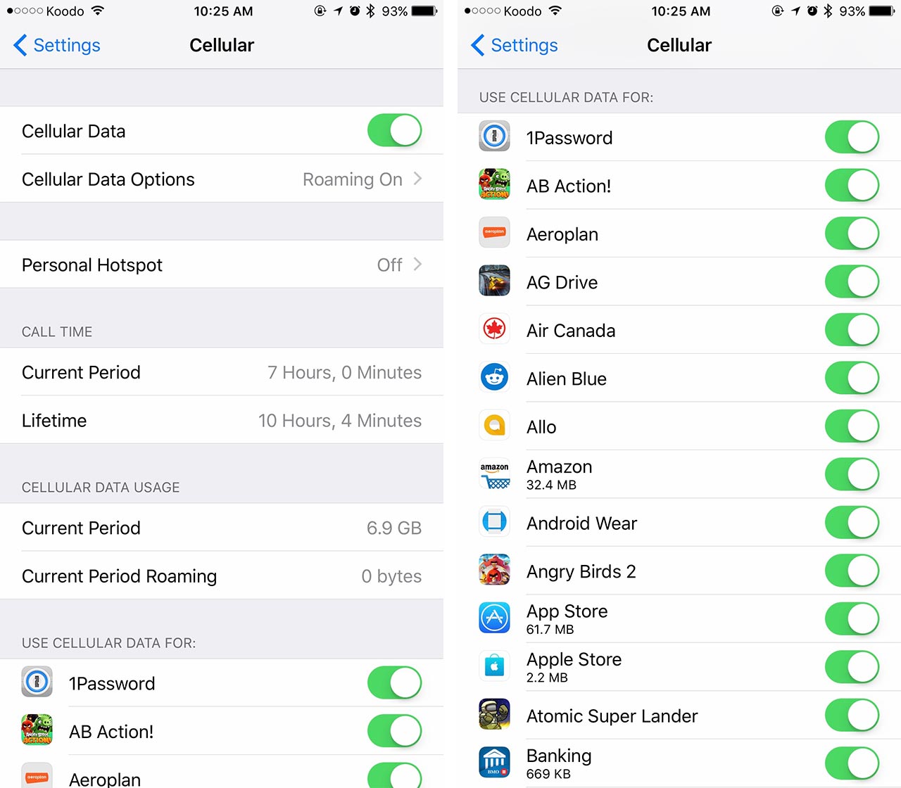 Data saving iOS screenshot