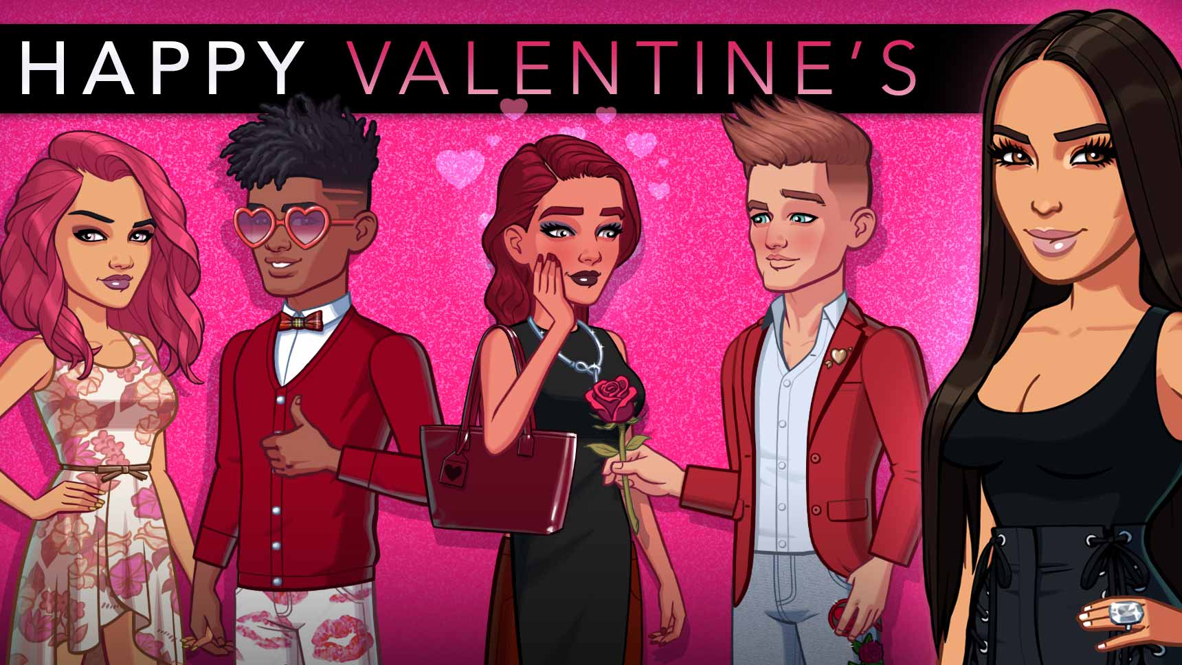 kim kardashian game valentines day banner - glu mobile