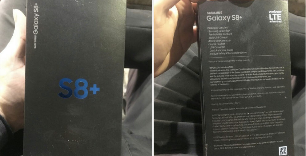 Samsung Galaxy S8+ retail packaging