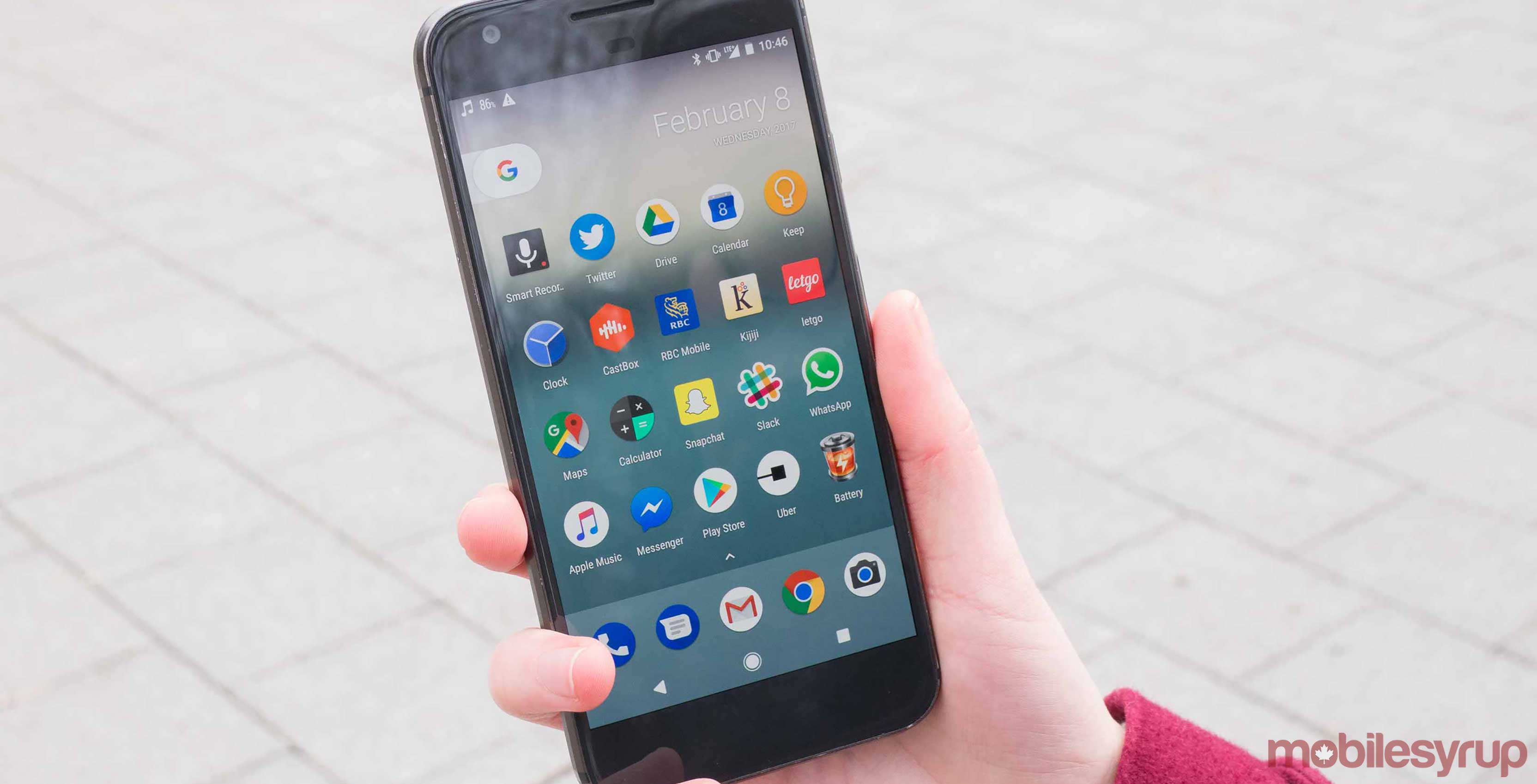 front of Google Pixel smartphone - pixel 2