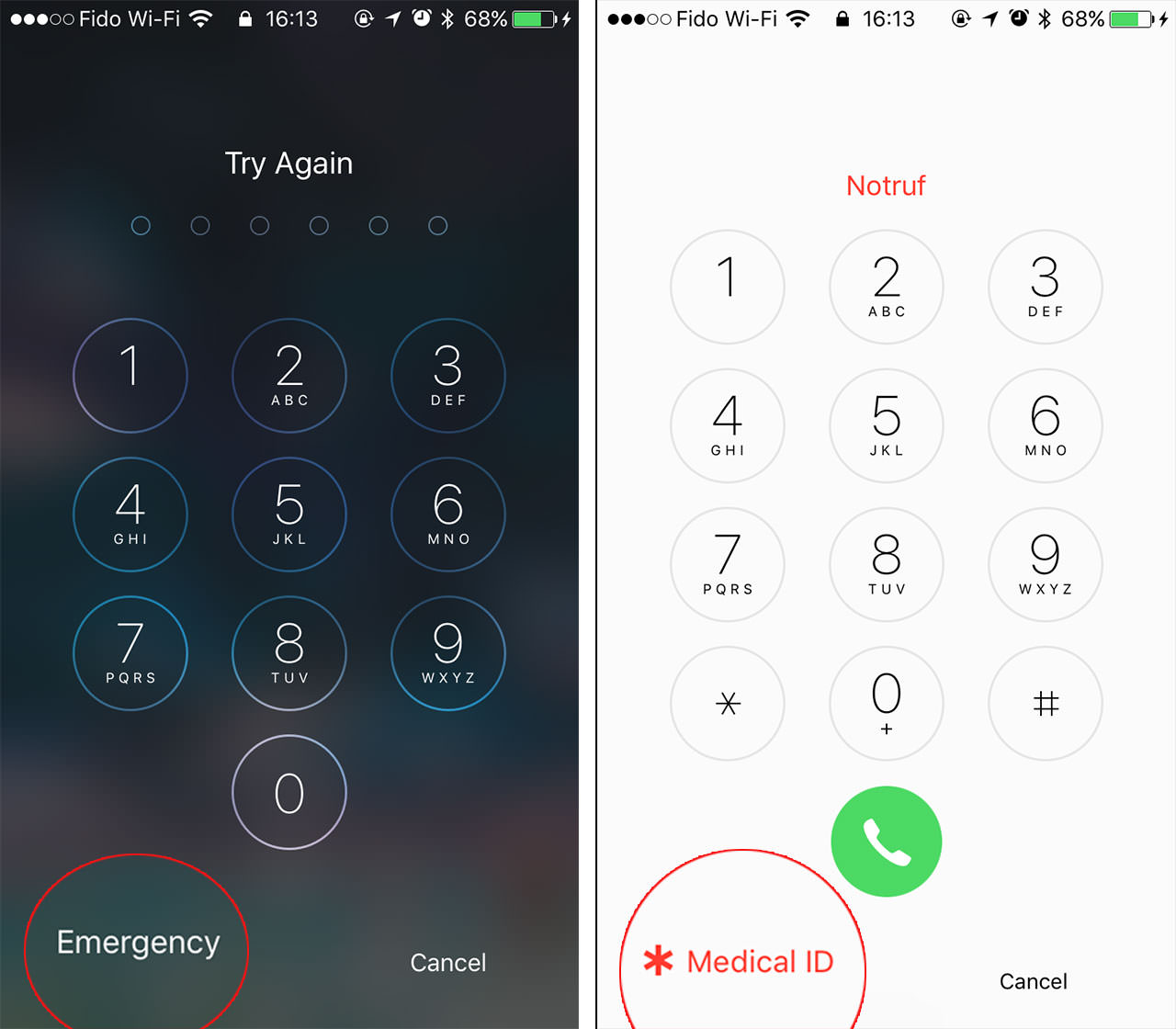 iOS lock screen and Medical ID