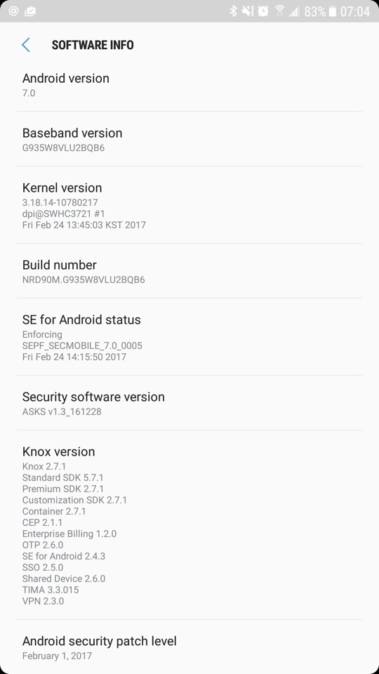 Galaxy S7 update