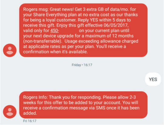 Rogers 3GB free data