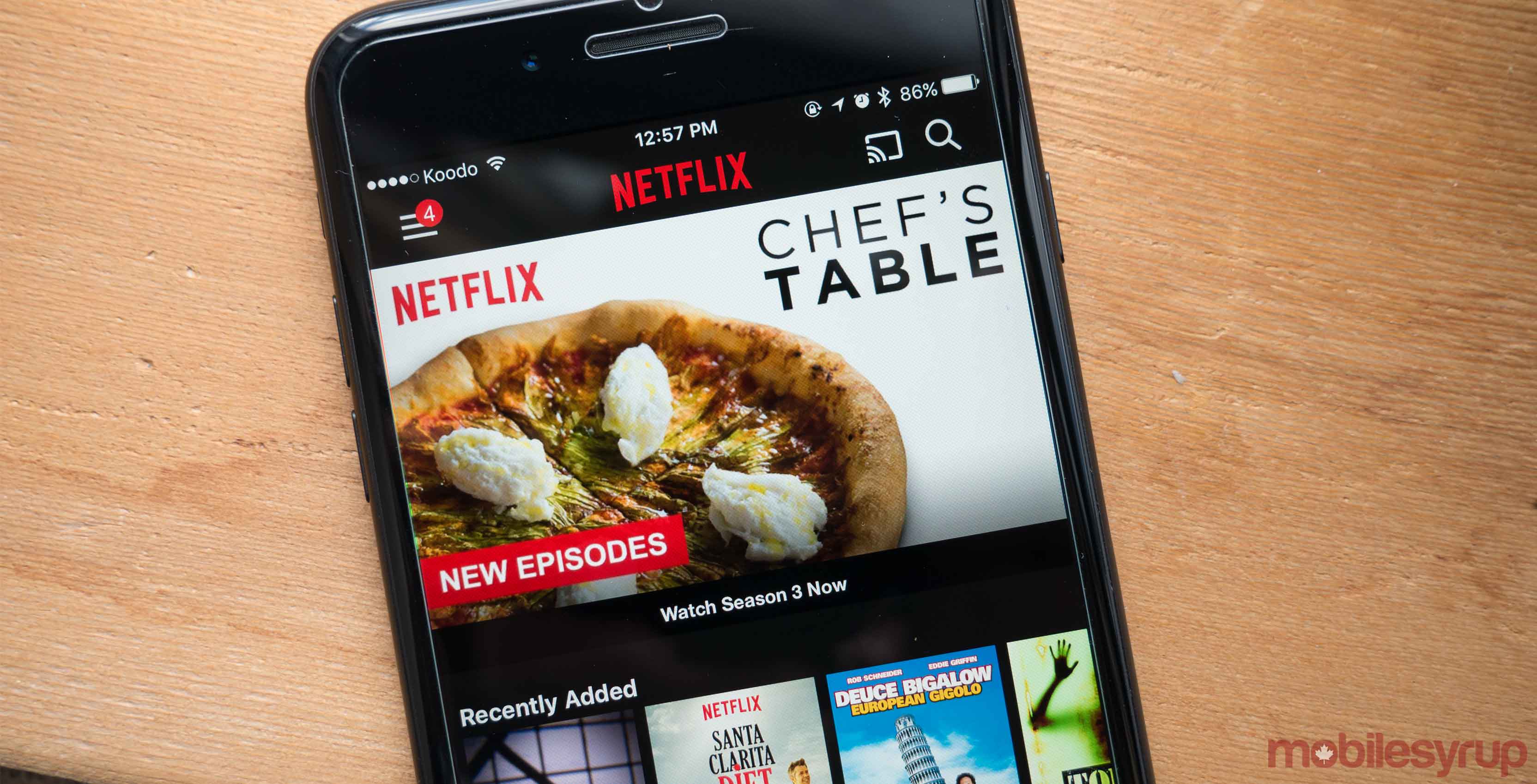 Netflix on phone - Chef's Table