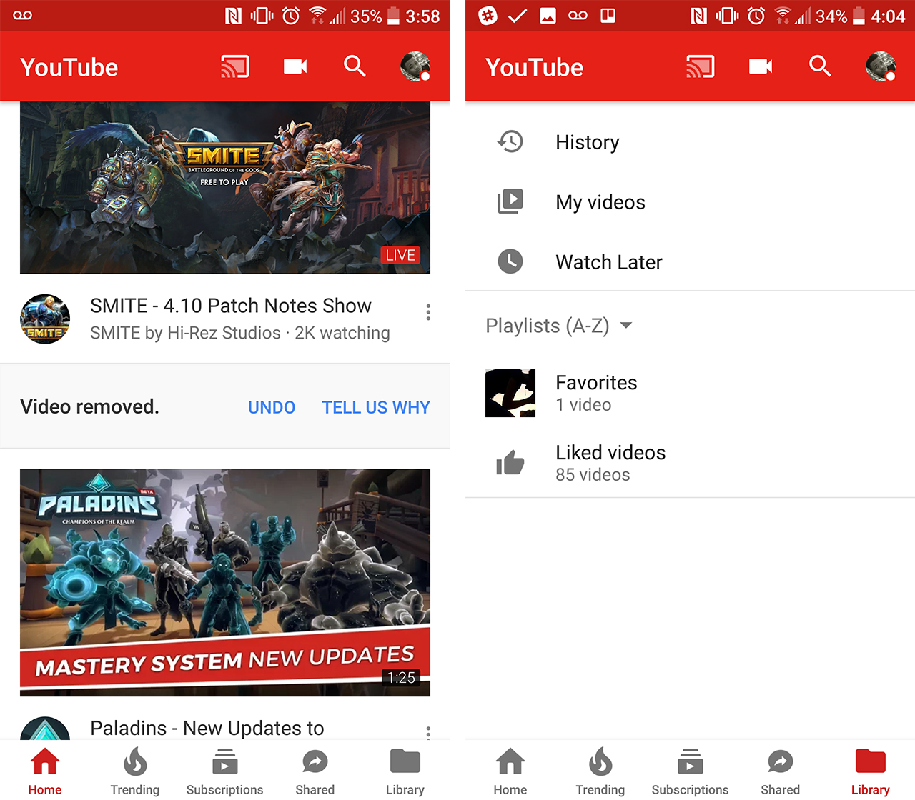 YouTube redesigned apps