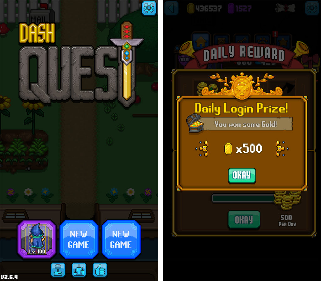 An image showcasing the Dash Quest home screen