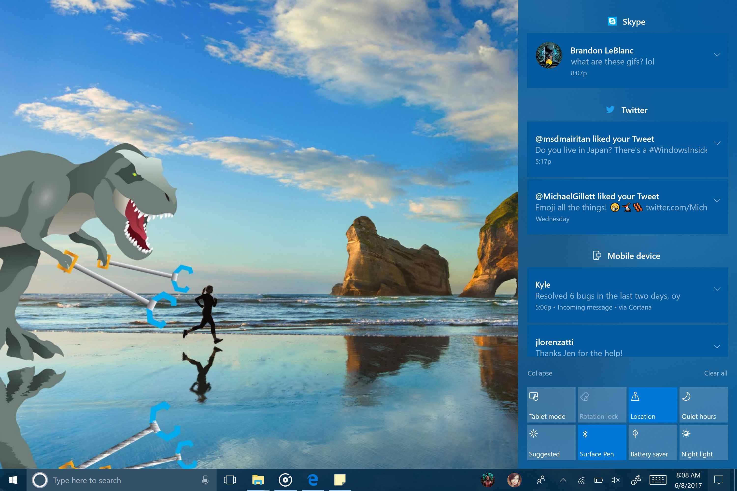 Action Center update for Windows 10