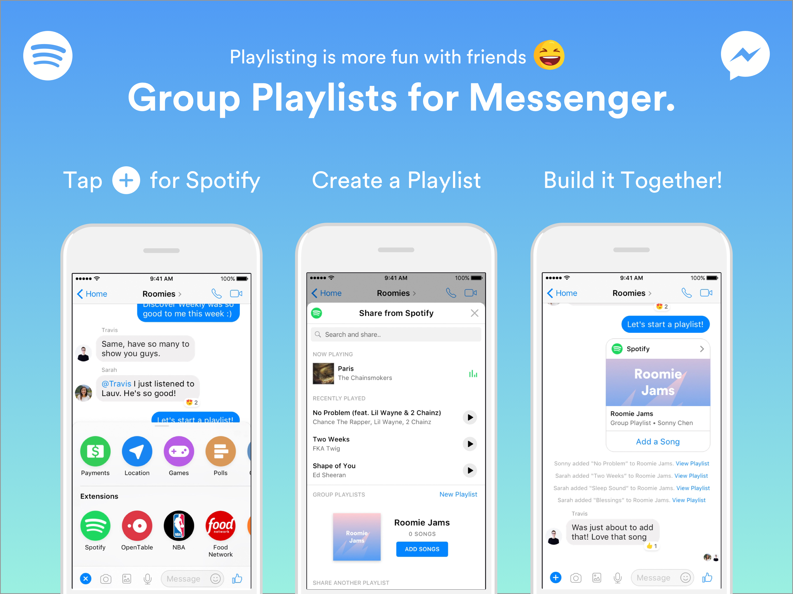 Spotify Facebook Messenger extension