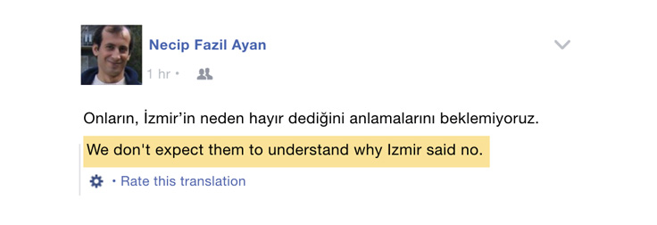 Facebook translation Turkish to English 