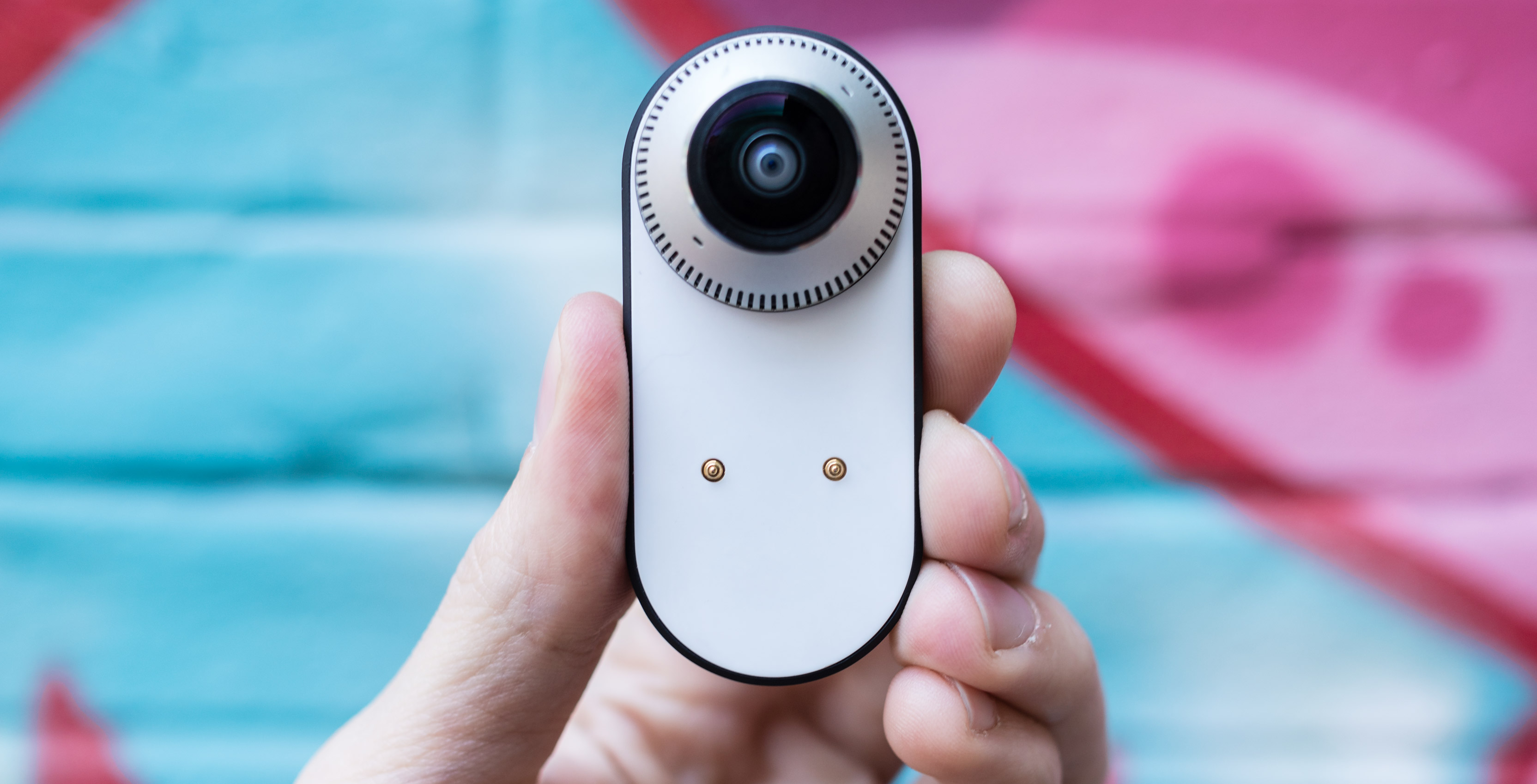 A view of the Essential 360 Camera's magnetic pin connectors