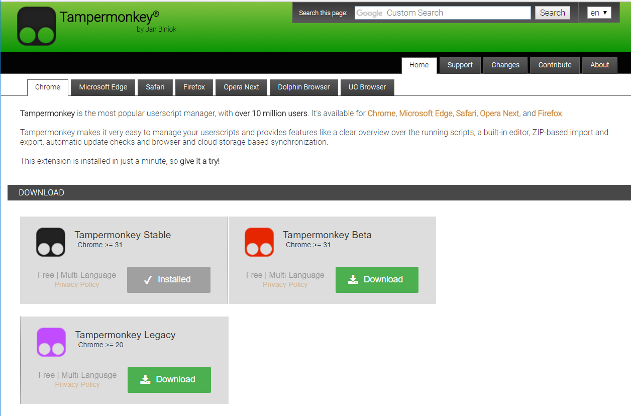 The Tampermonkey download site