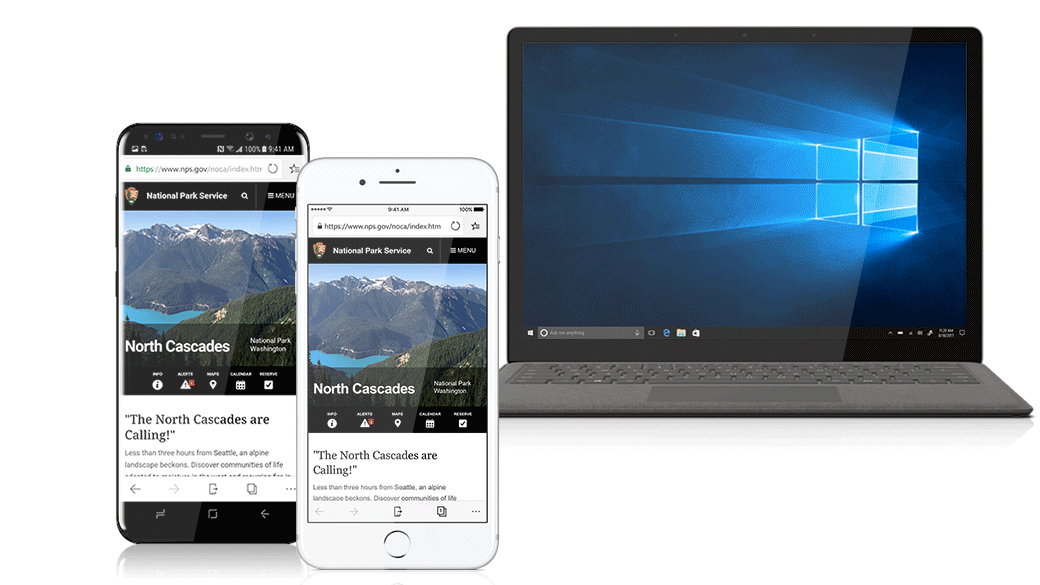 a GIF of Microsoft Edge's new 'Handoff' like feature