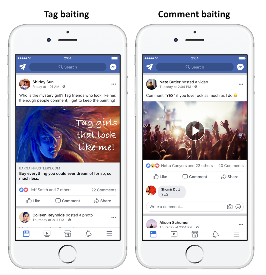 Facebook engagement bait examples 