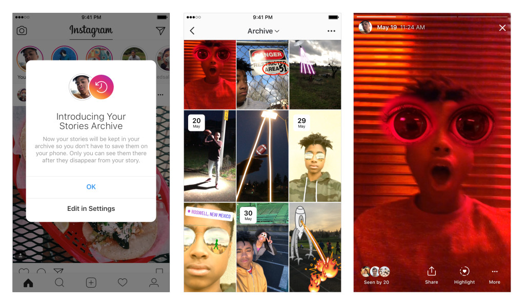Instagram Stories Archive examples 
