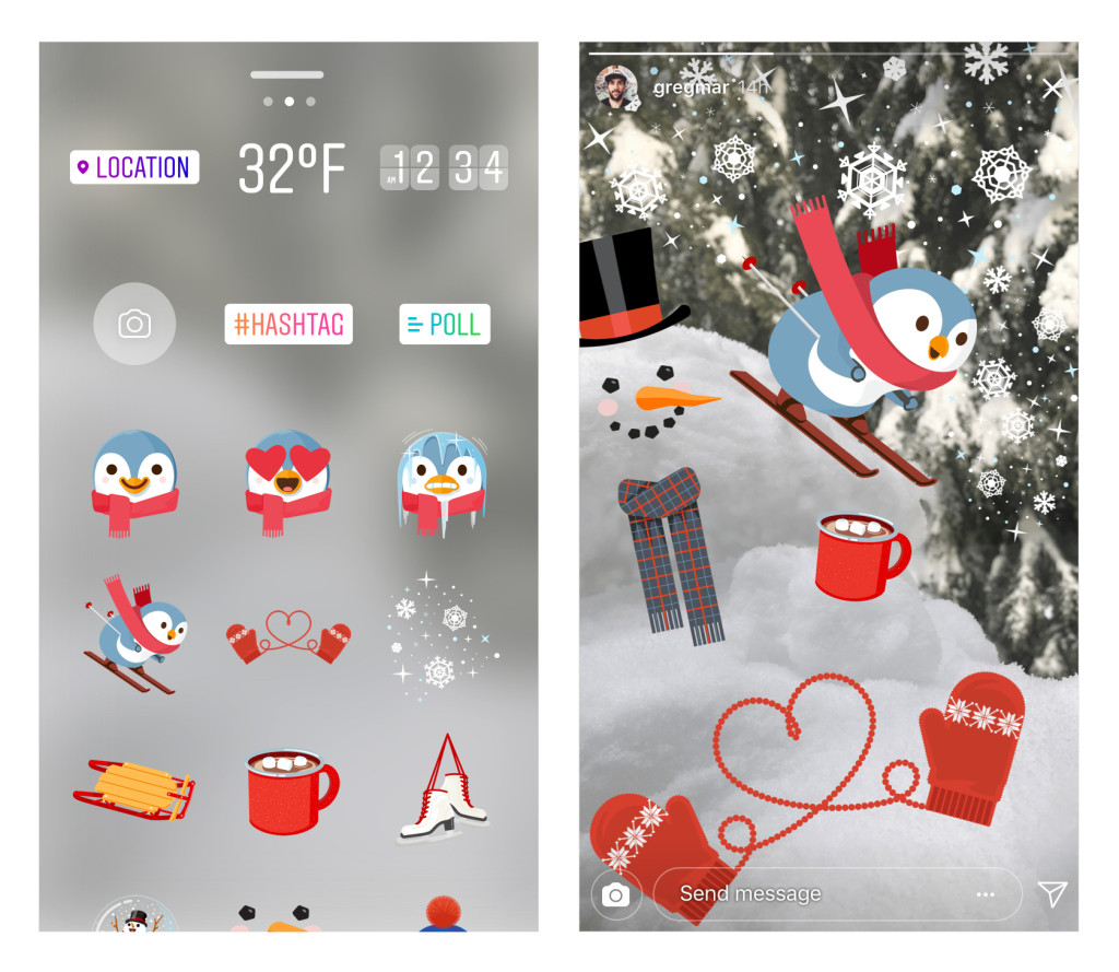Instagram's new holiday-themed stickers