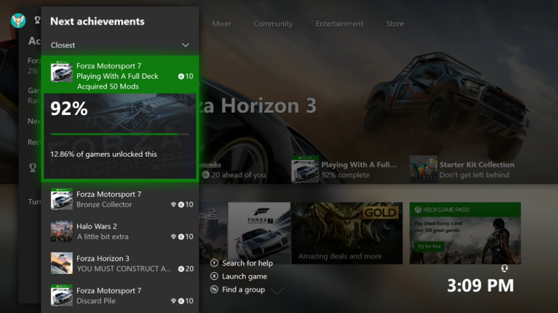 Xbox One achievement update