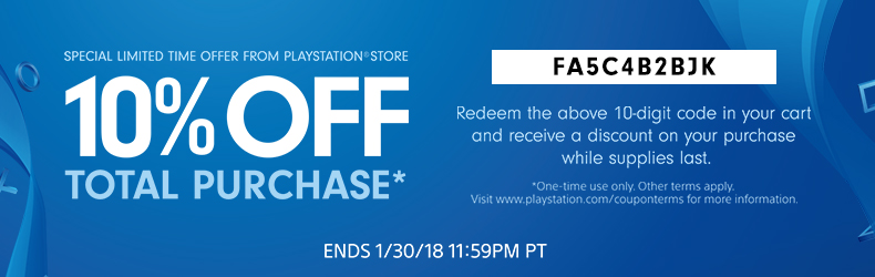 A coupon for 10% off on the PlayStation store