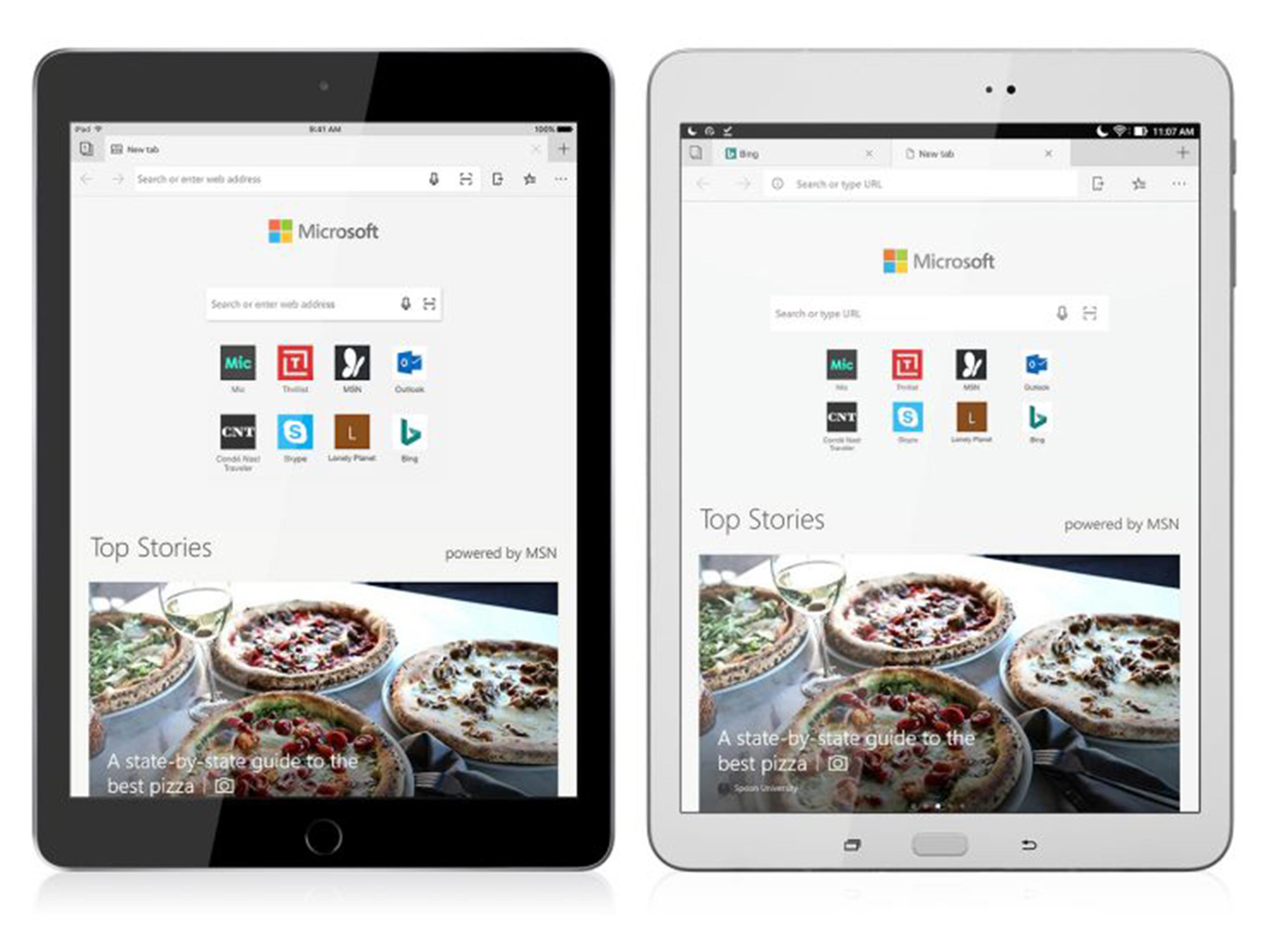 Microsoft Edge доступний на iPad й Android-планшетах