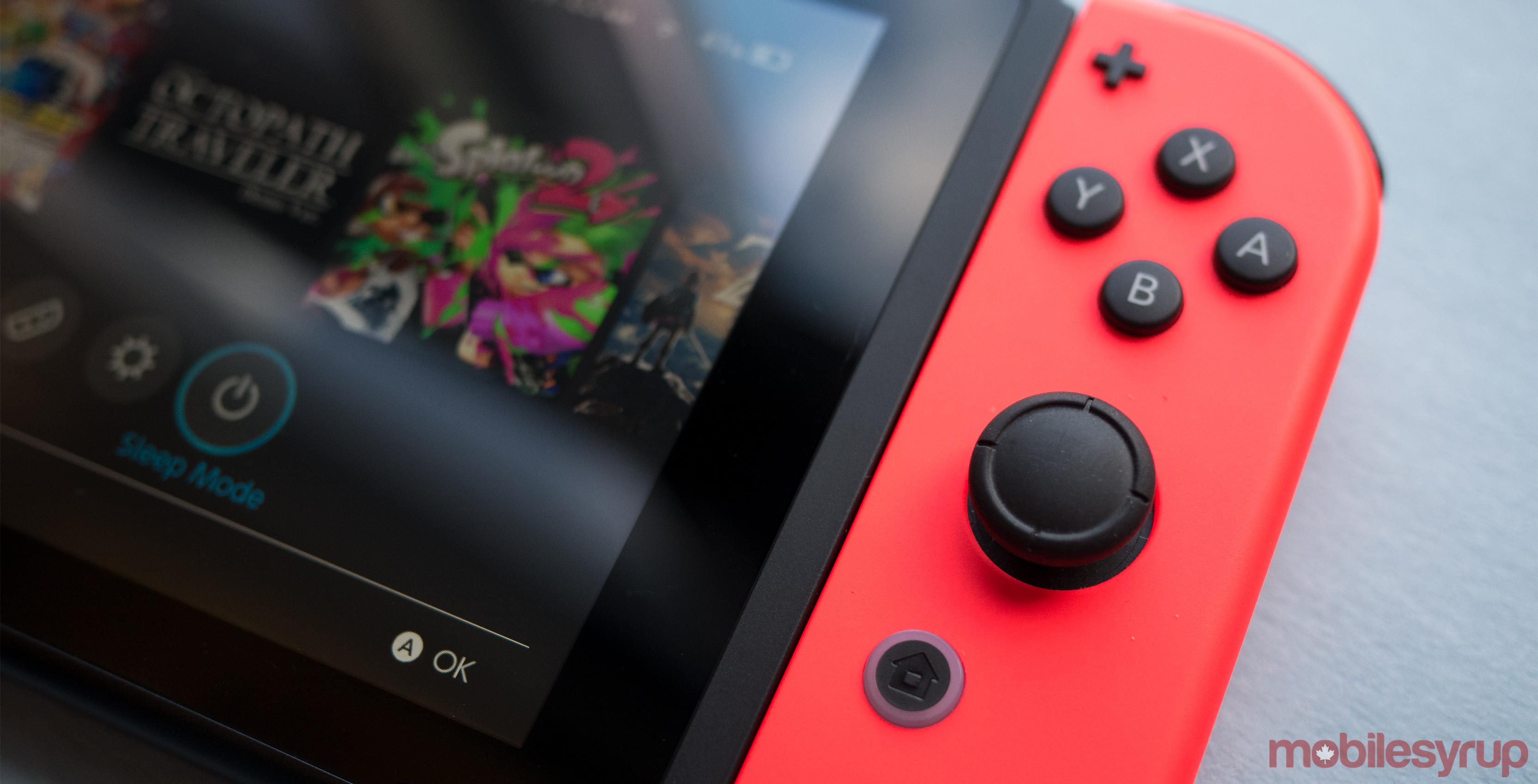 Nintendo Switch with red Joy-Con