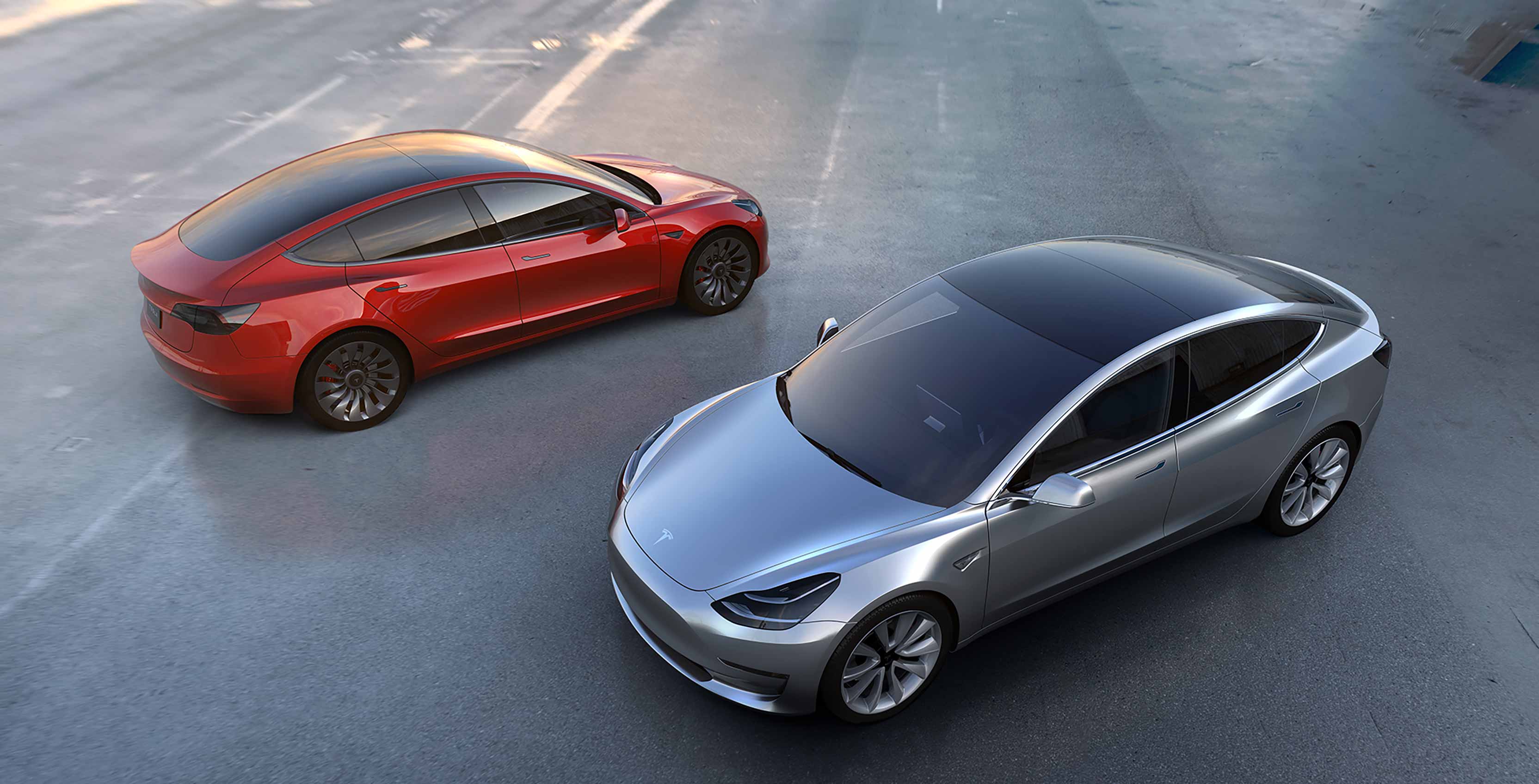 Tesla Model 3 red and grey