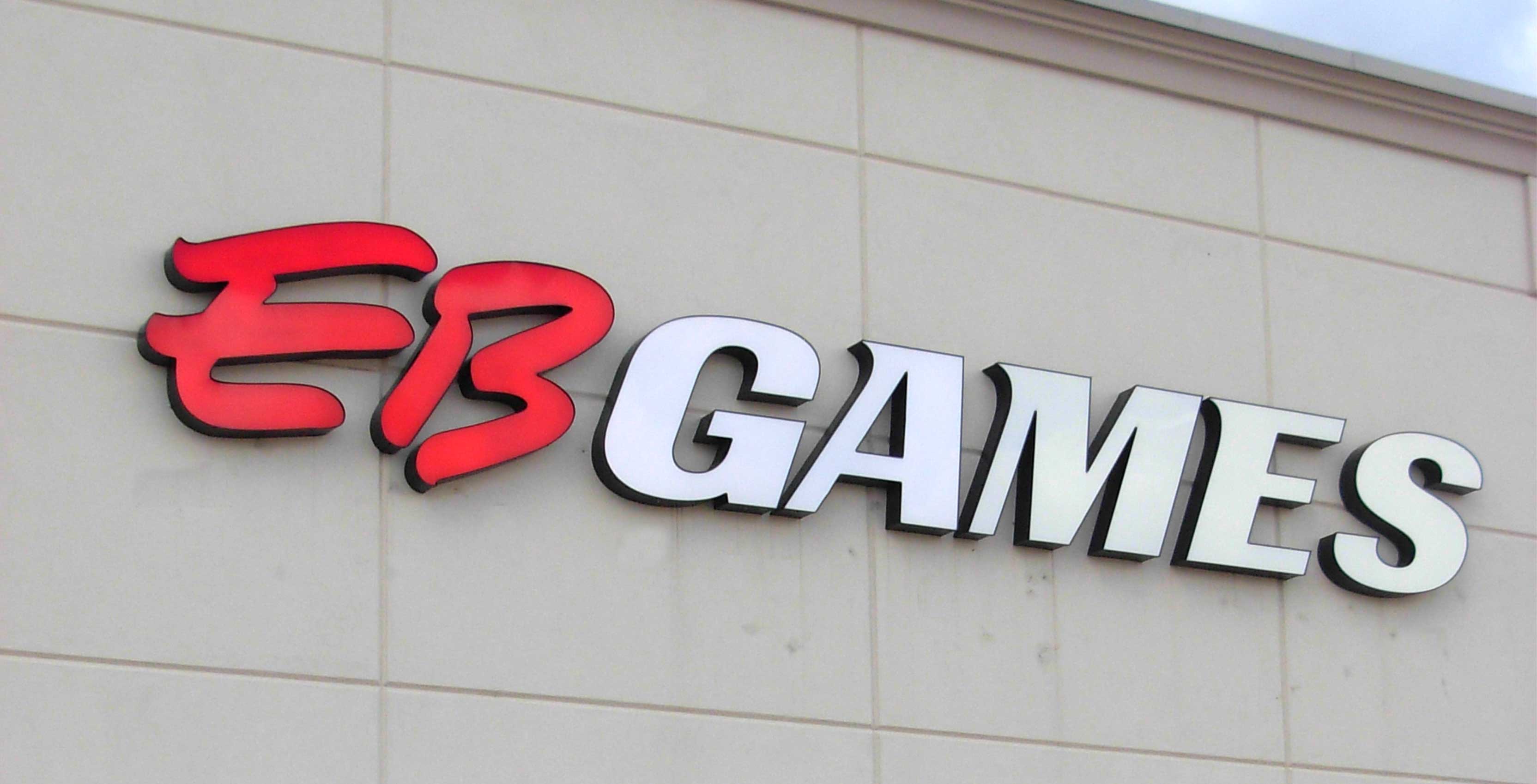 EB Games logo on building
