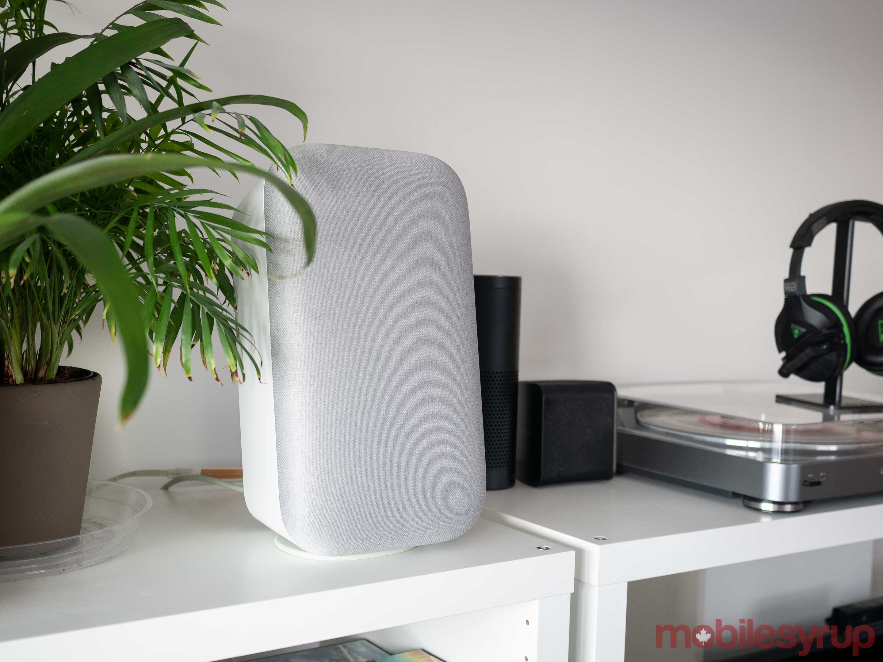 Google Home Max sitting vertically 