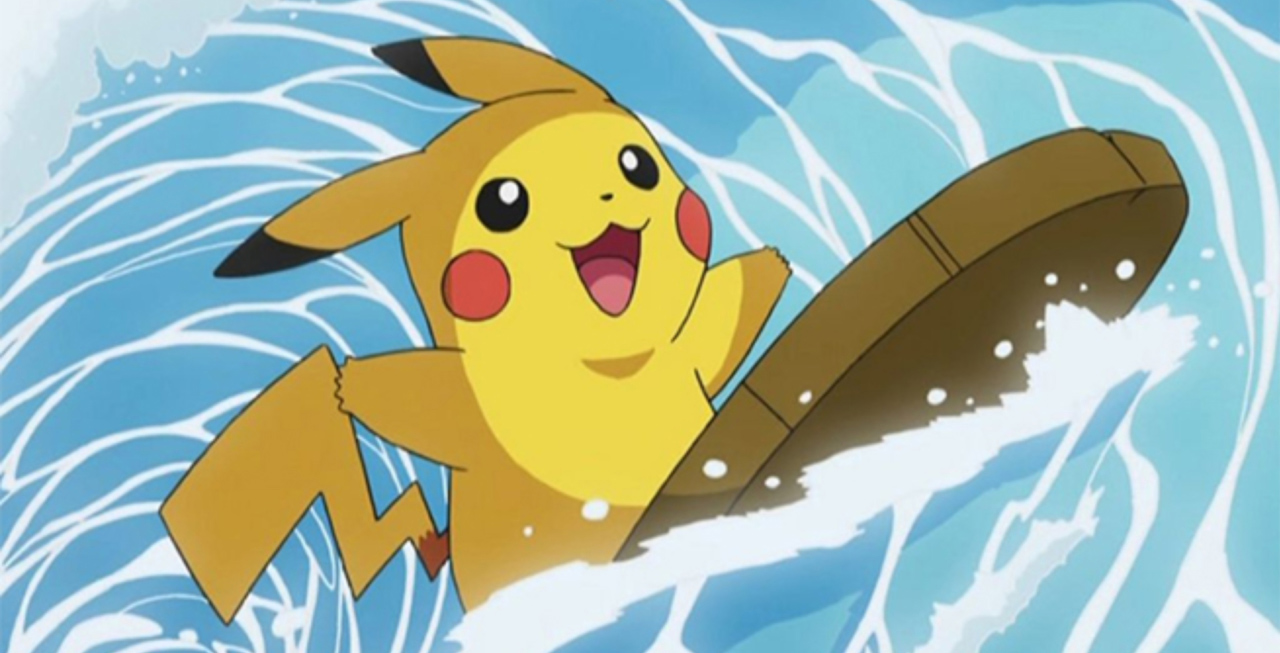 Pokemon Pikachu on surfboard