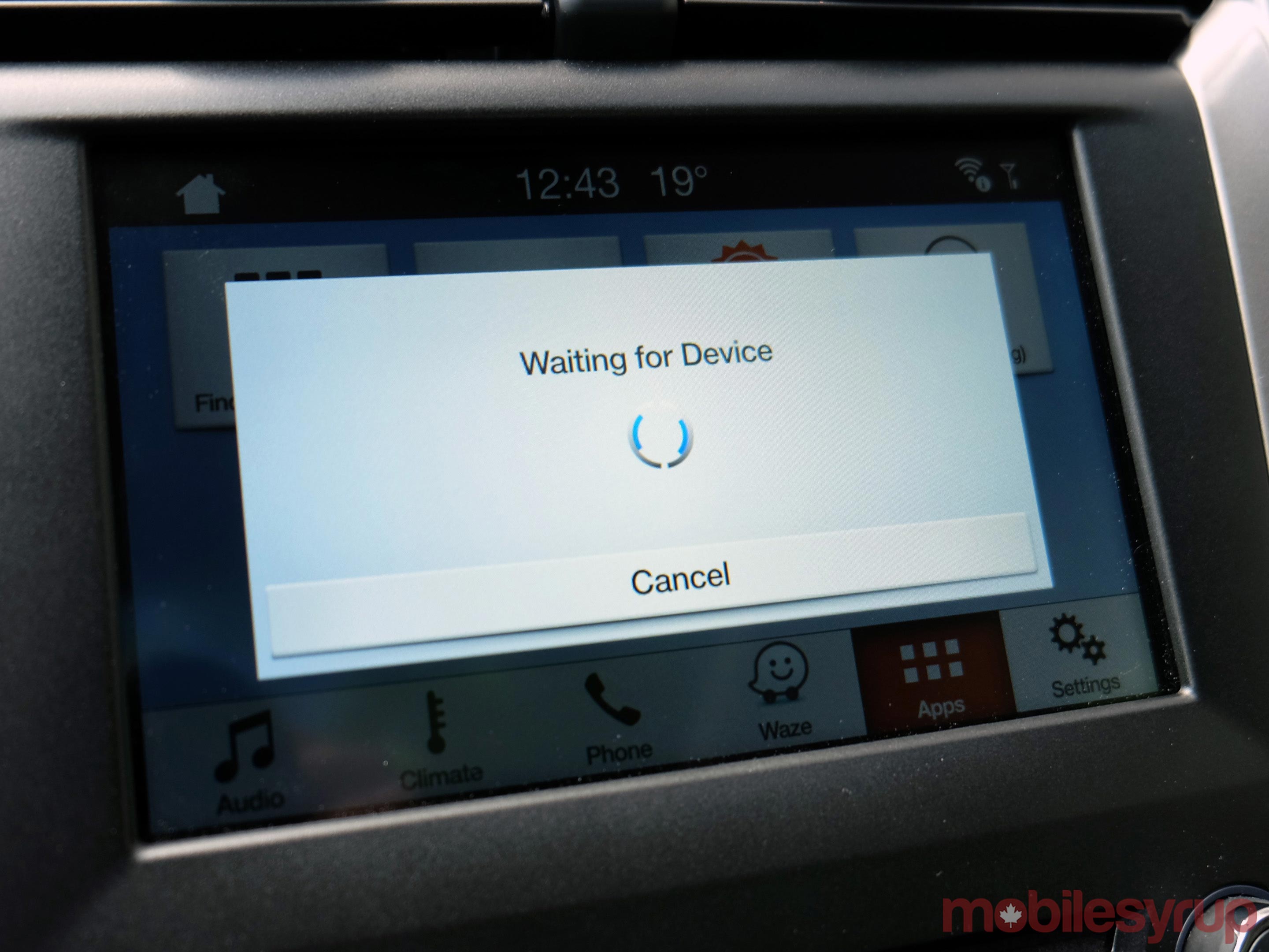 Waze-Ford Sync waiting for device