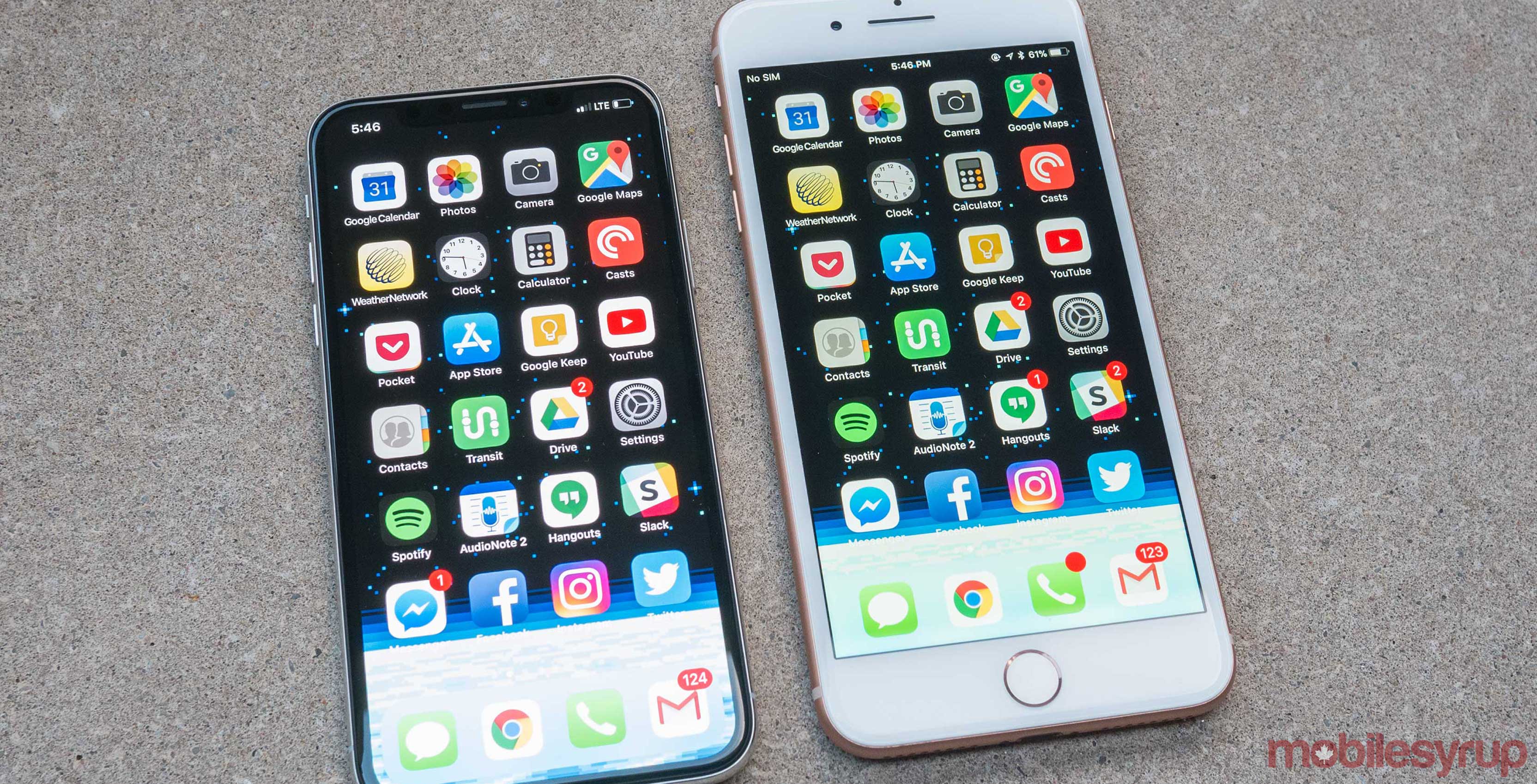 the iPhone X compared with the iPhone 8 Plus