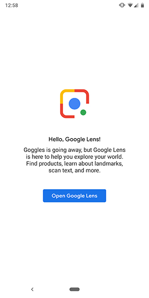 Google Goggles sends you to Lens