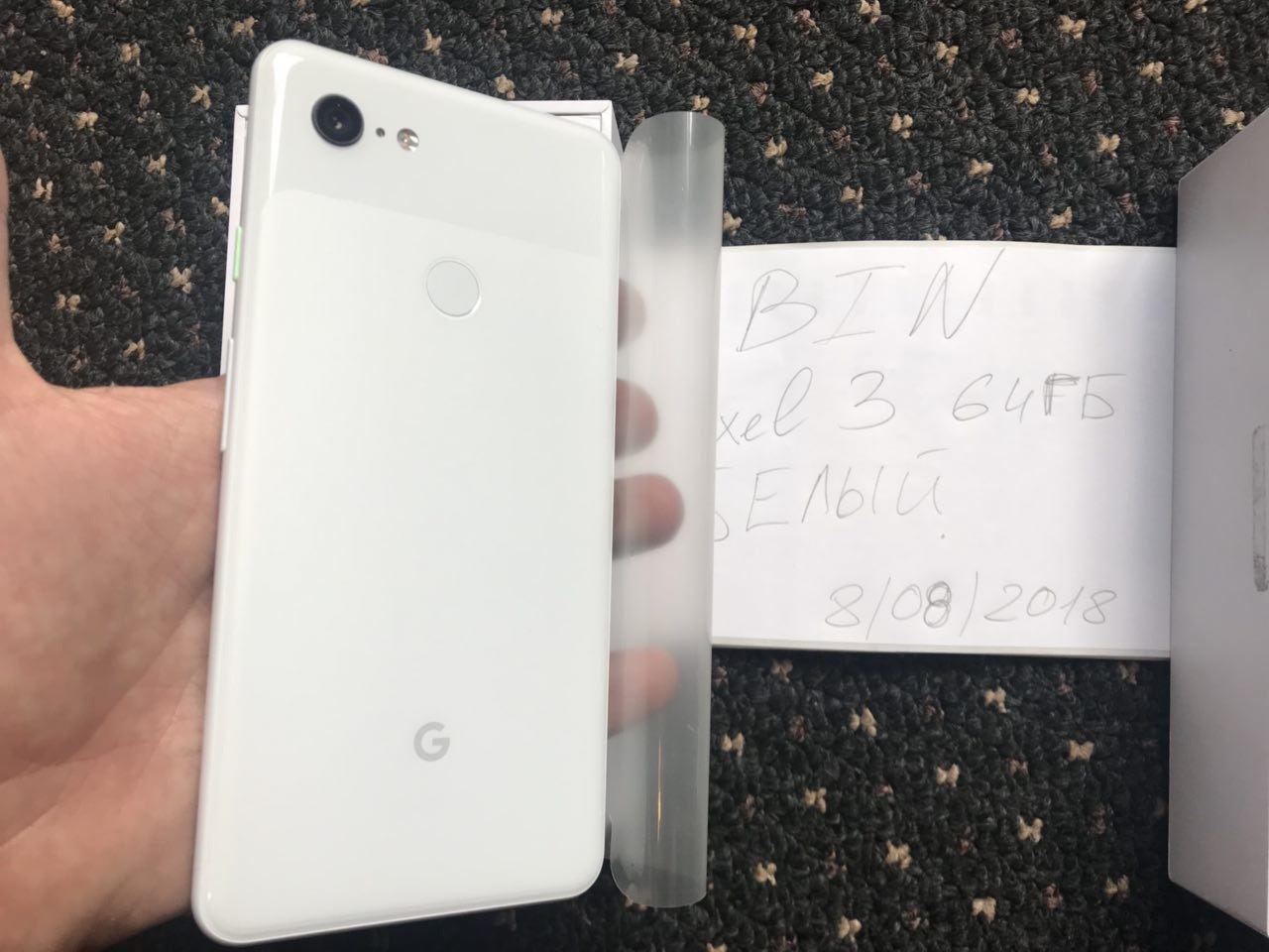The back of the 'Clearly White' Pixel 3 XL