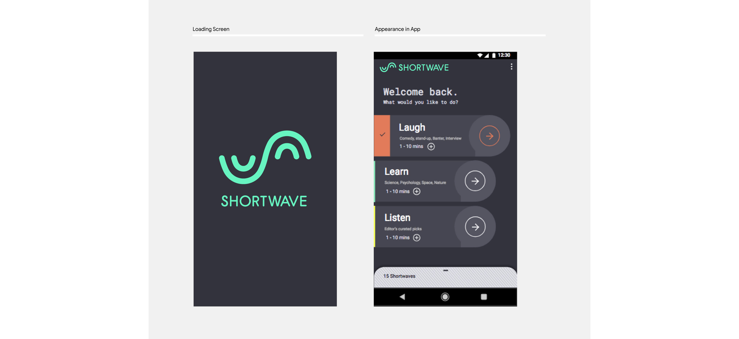 Shortwave app mockup