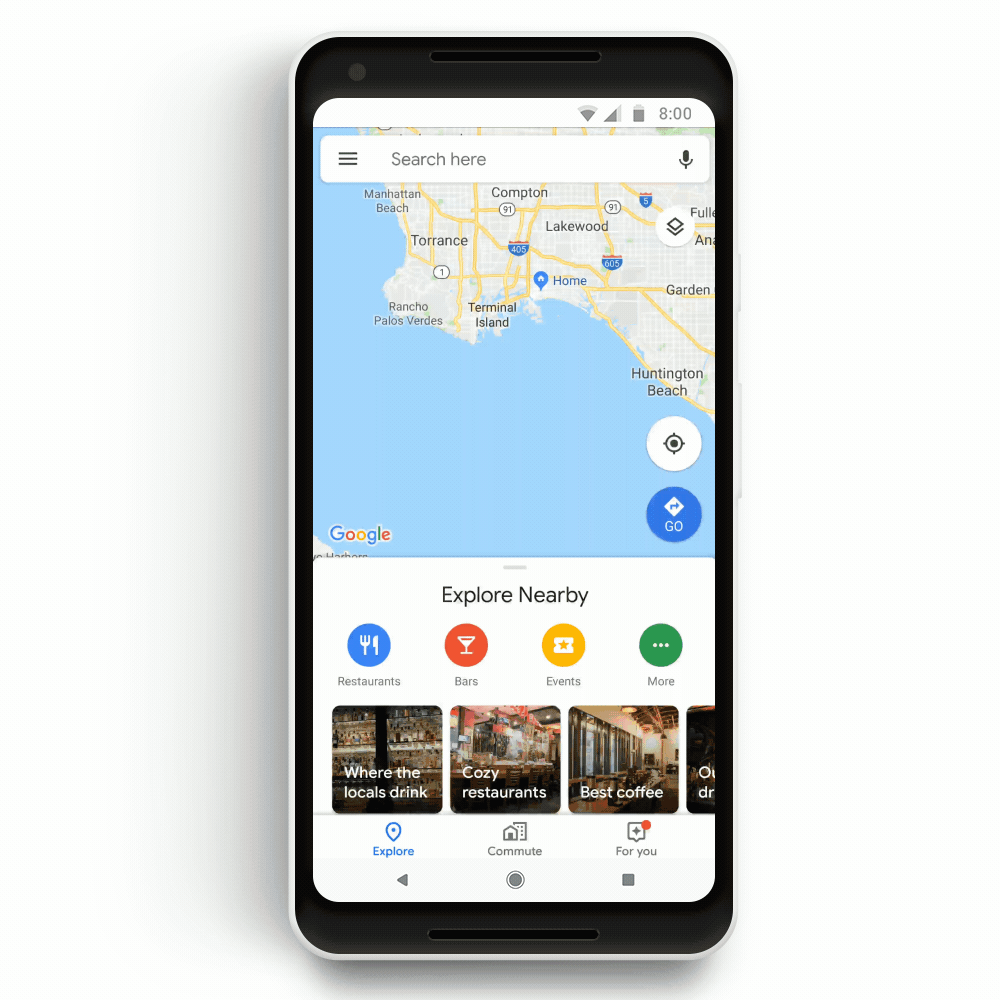 Commute tab in Google Maps