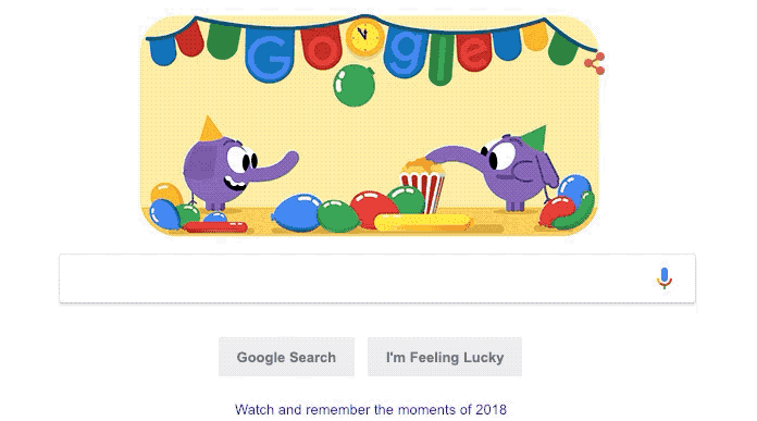 Google celebrates New Year's Eve with a doodle