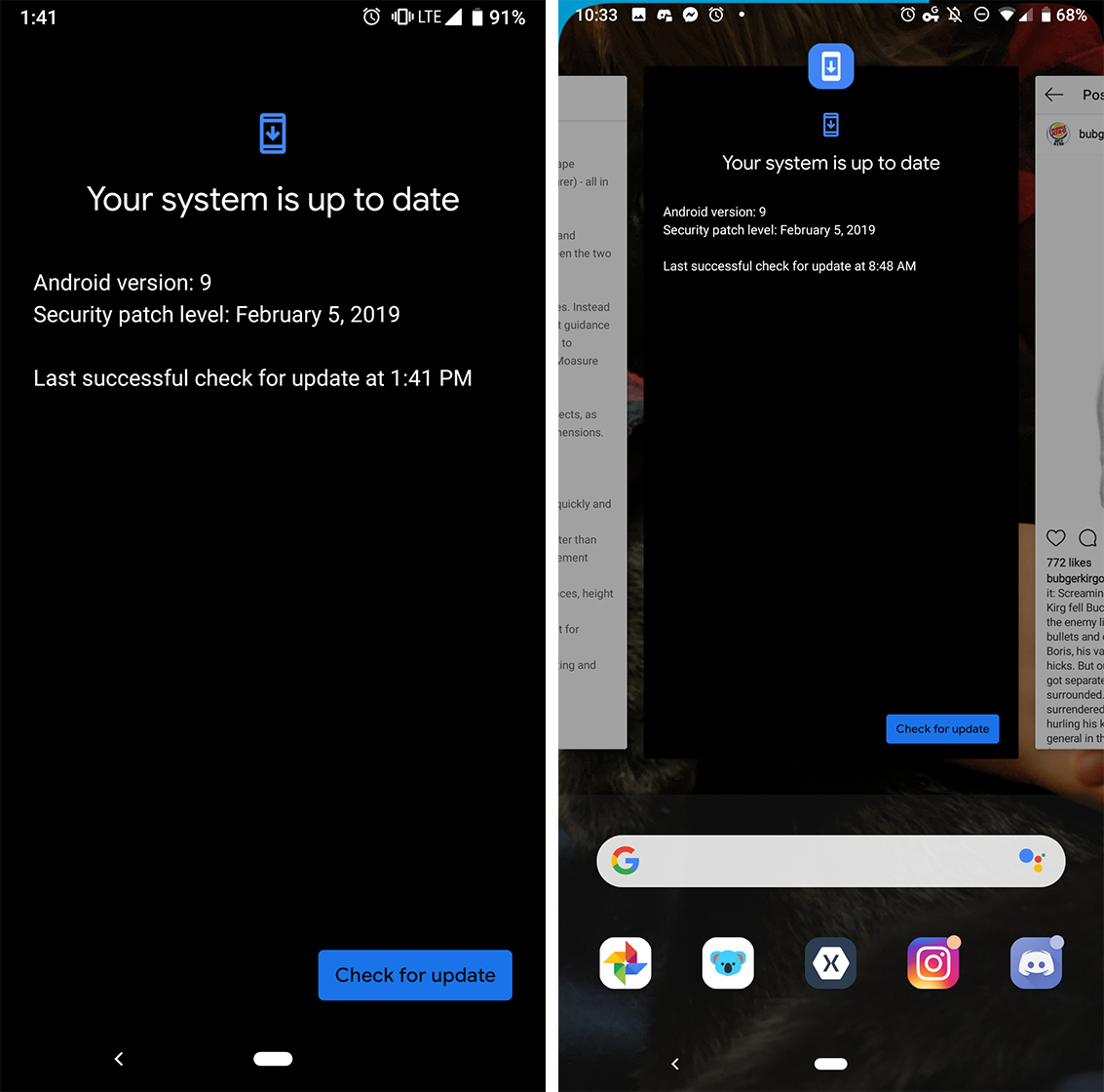 Android update menu dark mode