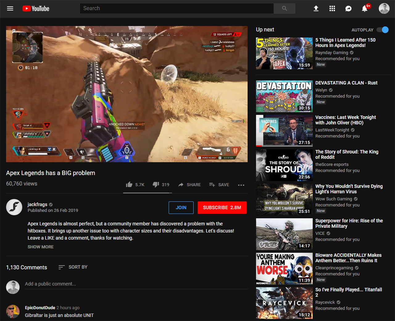 Current YouTube layout on web