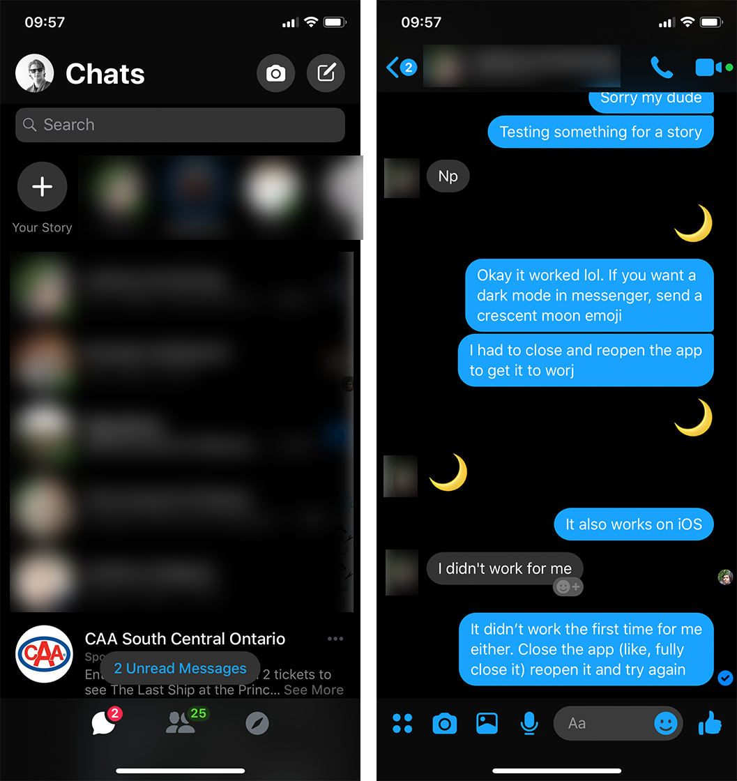 You Can Unlock Dark Mode By Sending A In Facebook Messenger