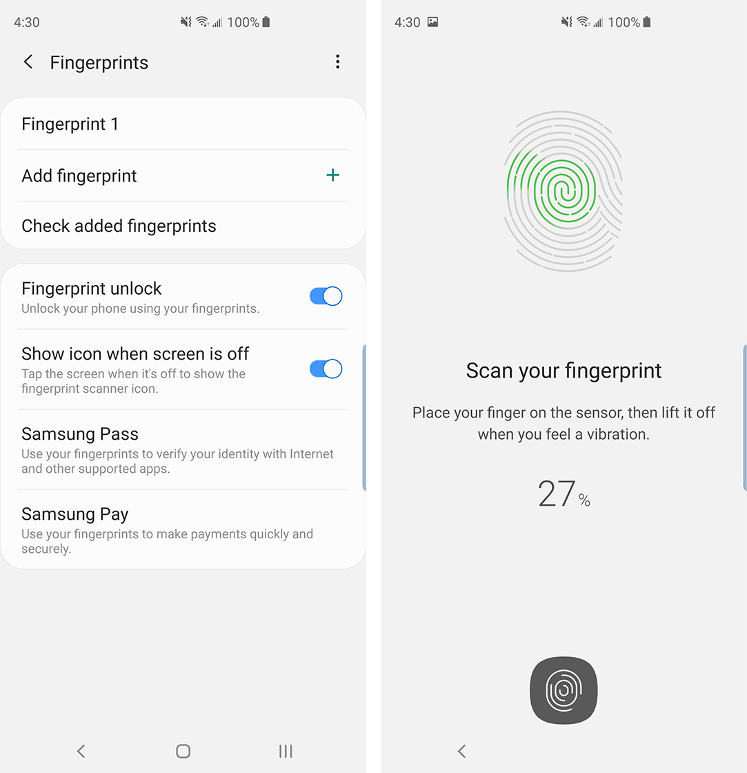 Samsung Galaxy S10 fingerprint sensor
