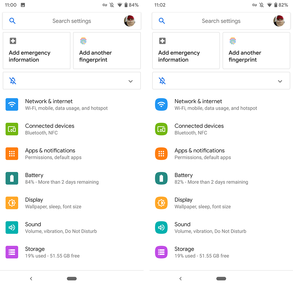 Android Q Settings menu icons
