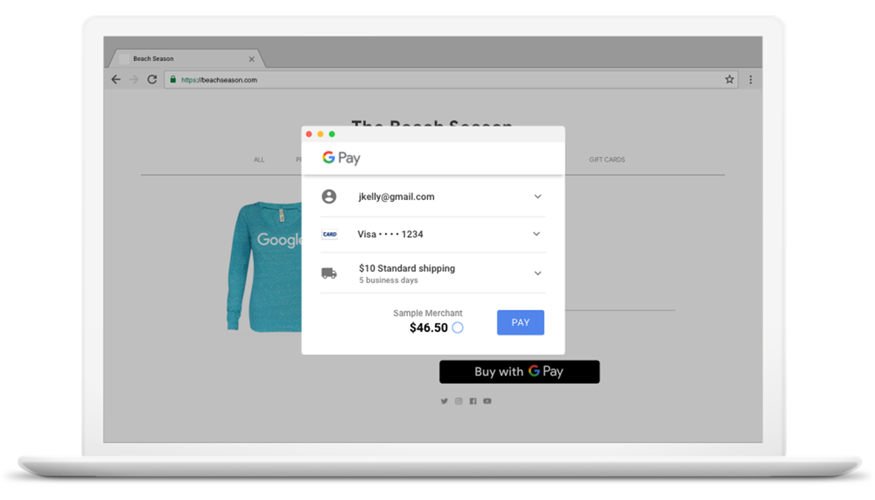 Google Pay dynamic check out sheet