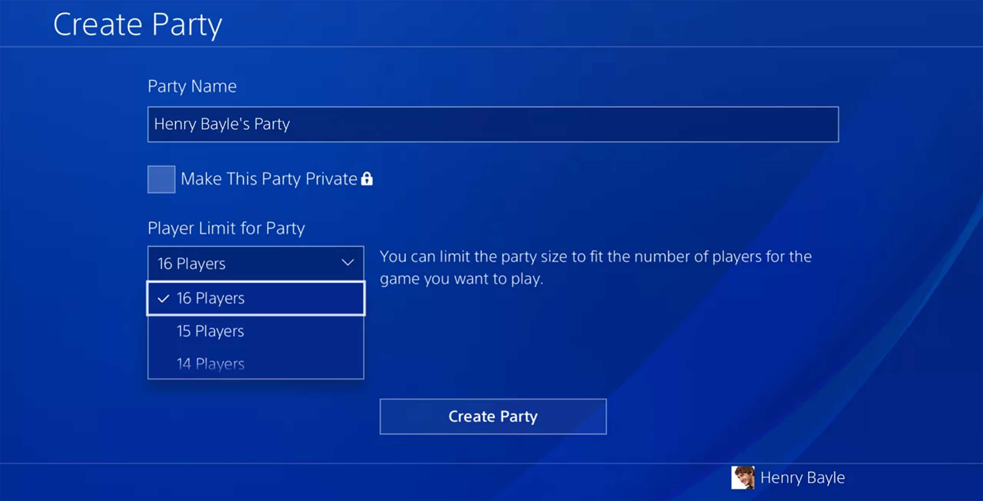PlayStation 4 expanded parties