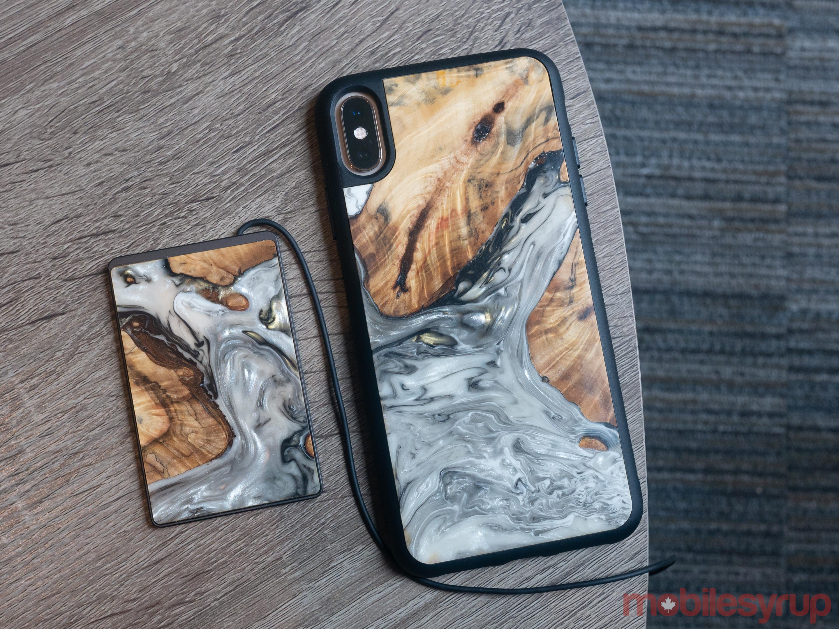 Carved smartphone case with wireless charger