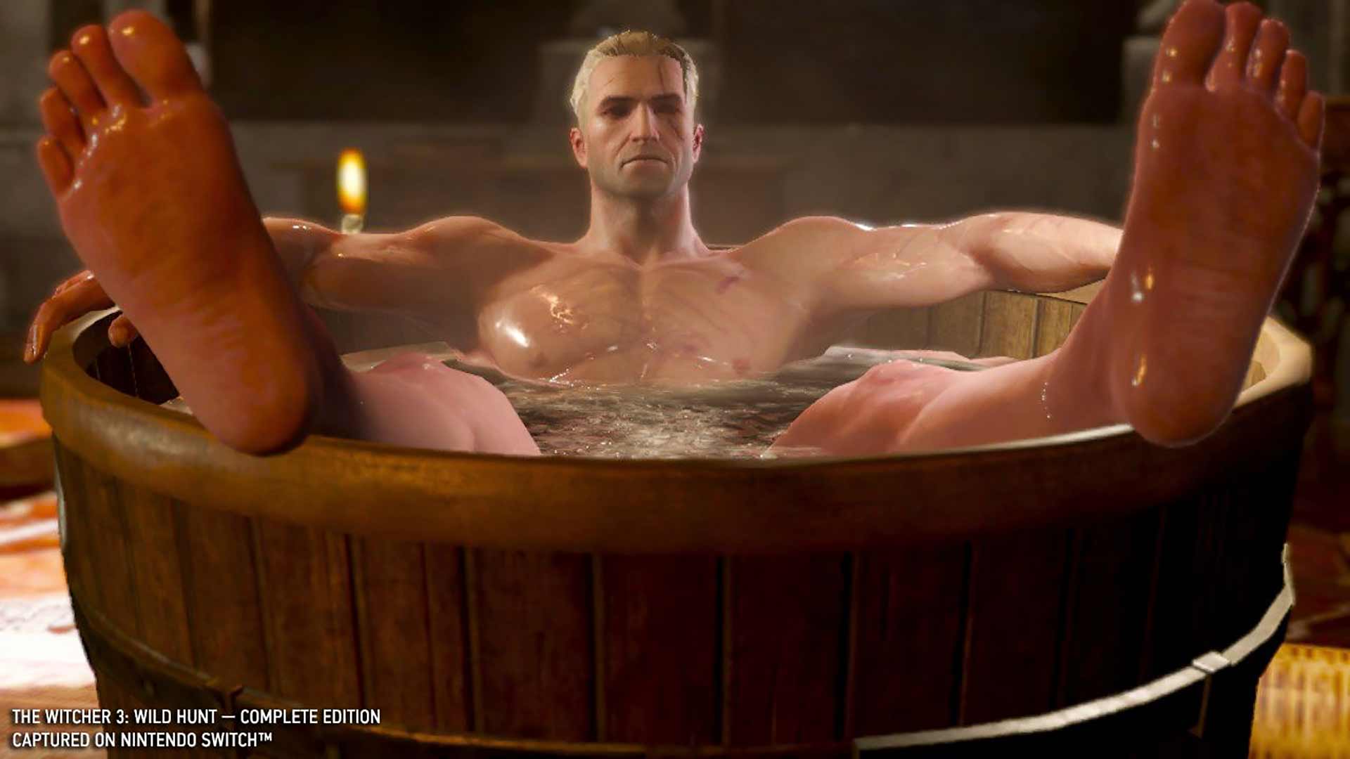The Witcher 3: Wild Hunt Geralt in bathtub