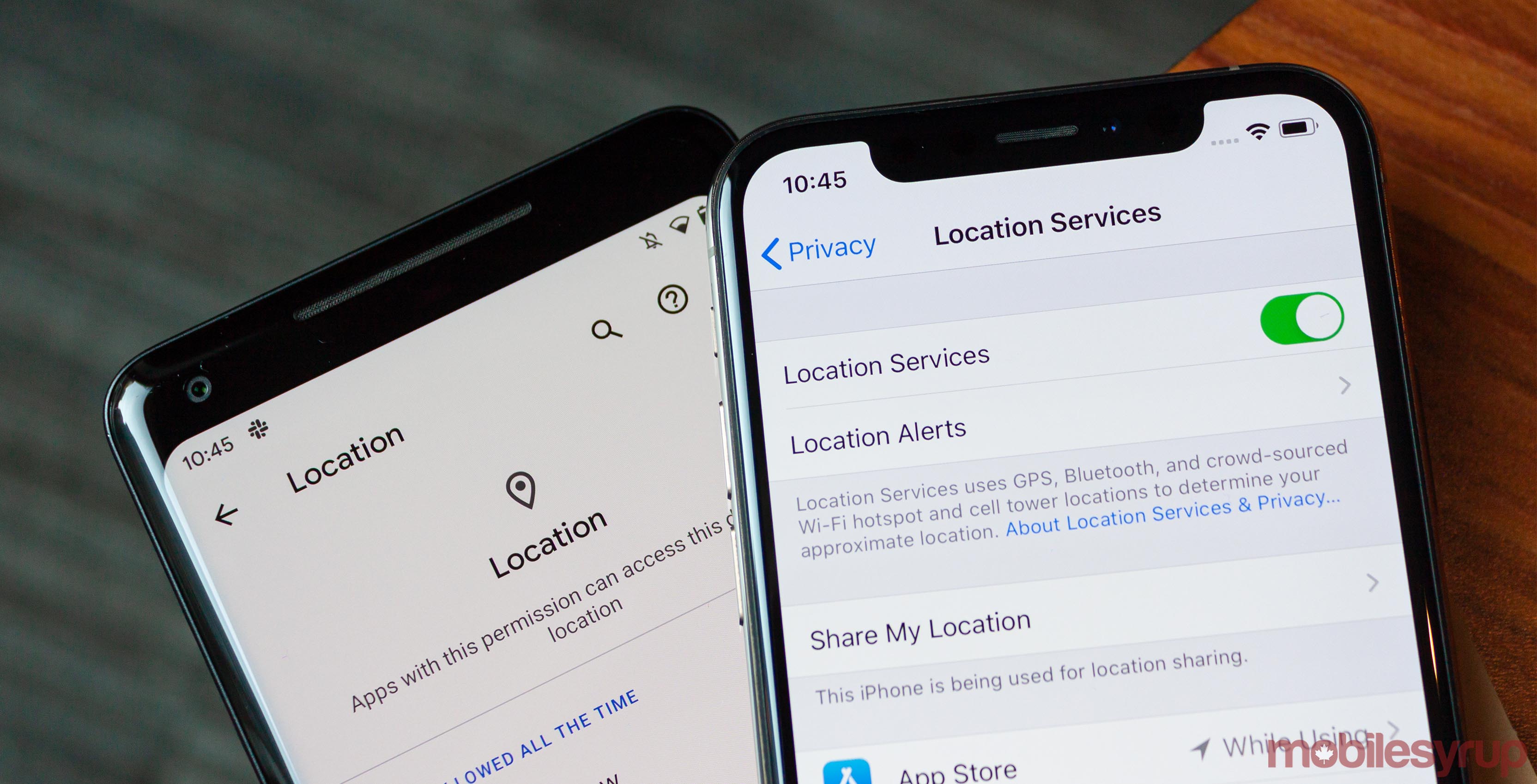 Android 10, iOS 13 location settings
